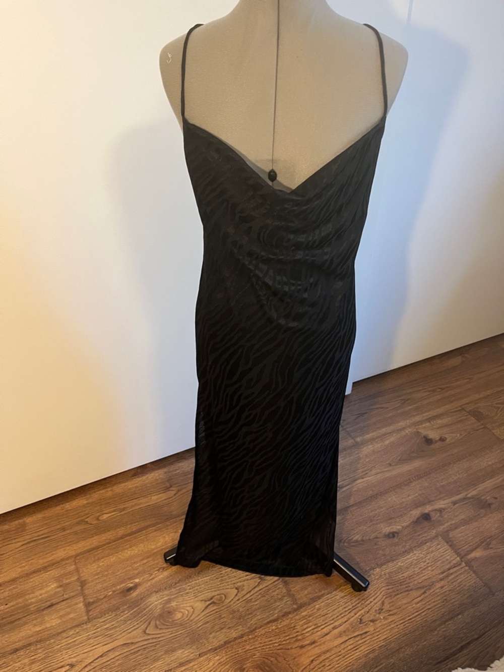 Miss Selfridge Black Zebra-Textured Slip Dress